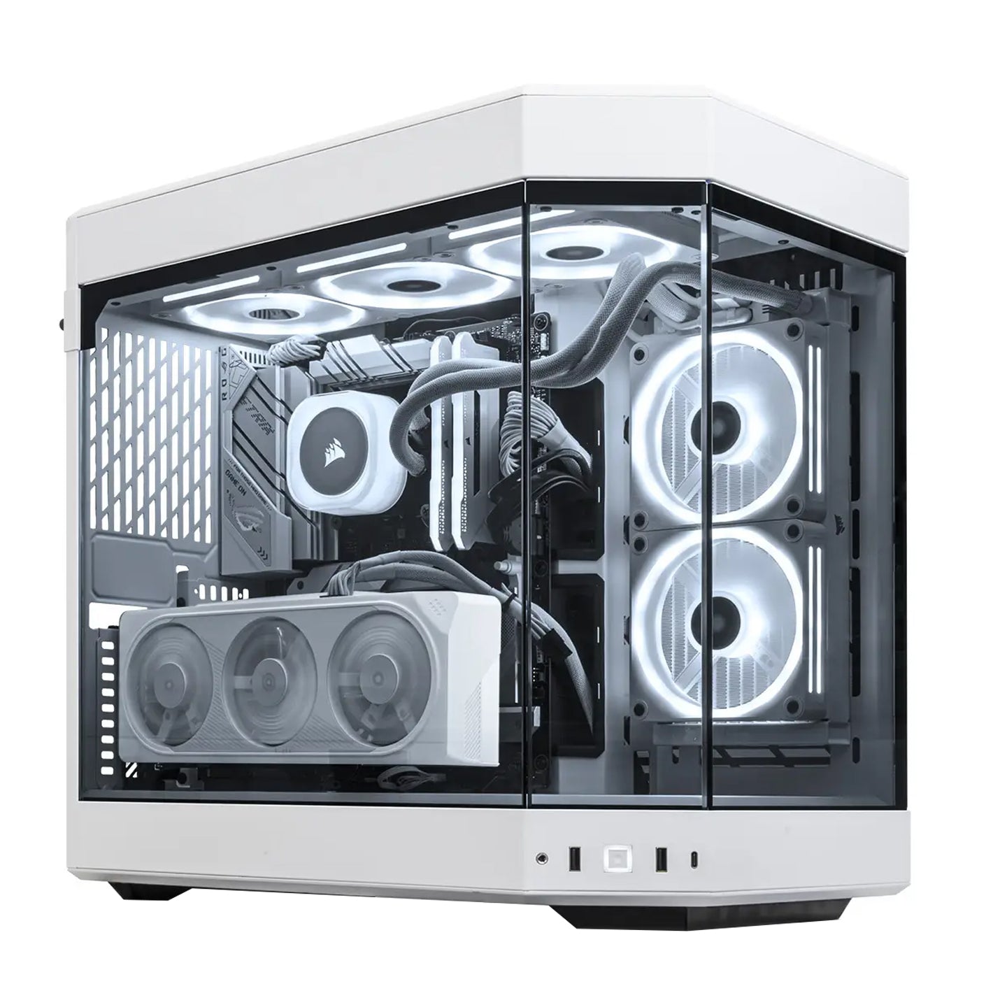 HYTE Y60 Panoramic Tempered Glass E-ATX Mid Tower Gaming Case with 3 Fans - Snow White HYTE Y60 Panoramic Tempered Glass E-ATX Mid Tower Gaming Case with 3 Fans - Snow White